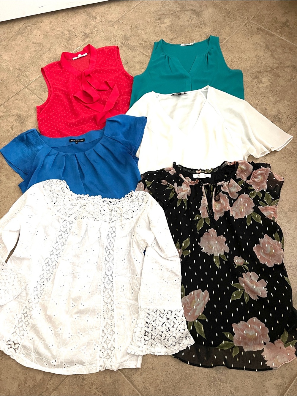 6 Women’s Top SMALL Sleveless Floral Blouse Off Shoulder Shirt Tunic Bundle